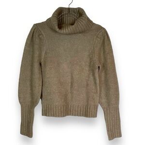 Industry Sweater Taupe Turtleneck Wool‎ Neutral Tan Beige Puff Sleeve Size S NWT
